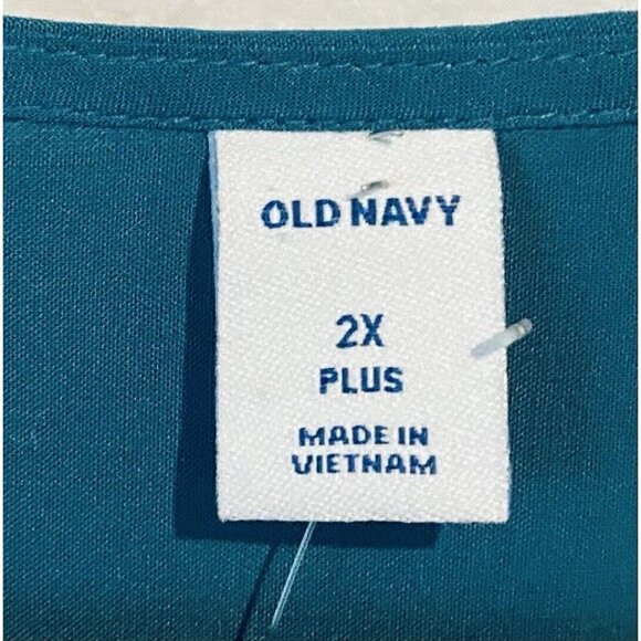 Old Navy Top Womens 2X Ruffle Short Sleeve V Neck Flowy Blue Boho Cottagecore - Picture 3 of 5